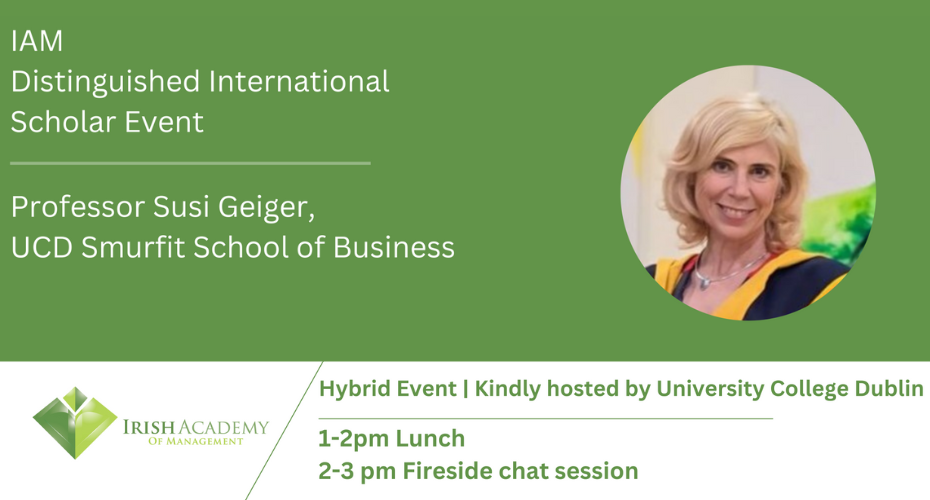 Professor Susi Geiger will receive an IAM award on Thursday, 27 November 2025. The event is taking place at the UCS Blackrock campus and online.
