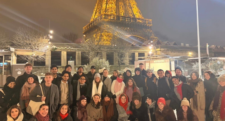UCD Smurfit School students visiting the Eifel Tower in Paris, France as part of their field trip to Toulouse Business School on Luxury Marketing Programme.
