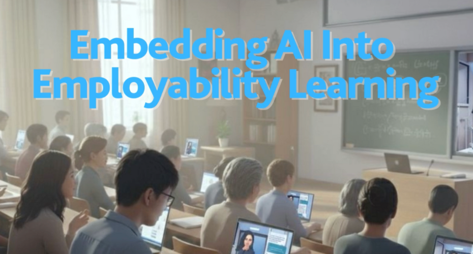 AI generated graphic stating: Embedding AI into Employability Learning